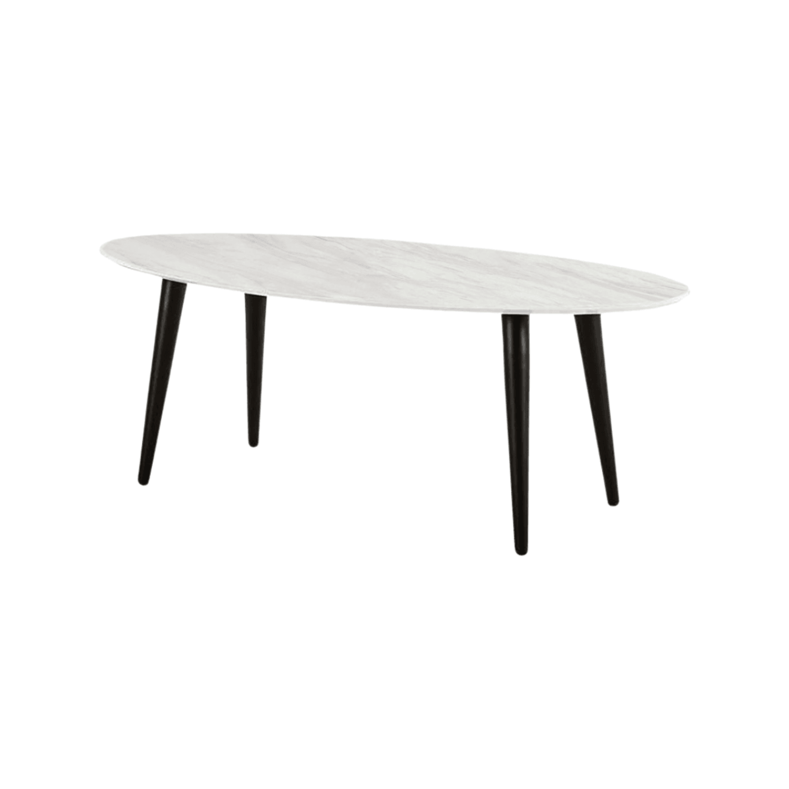 HomeStar Lumy Marble Look Oval Coffee Table Metal Frame White/Black