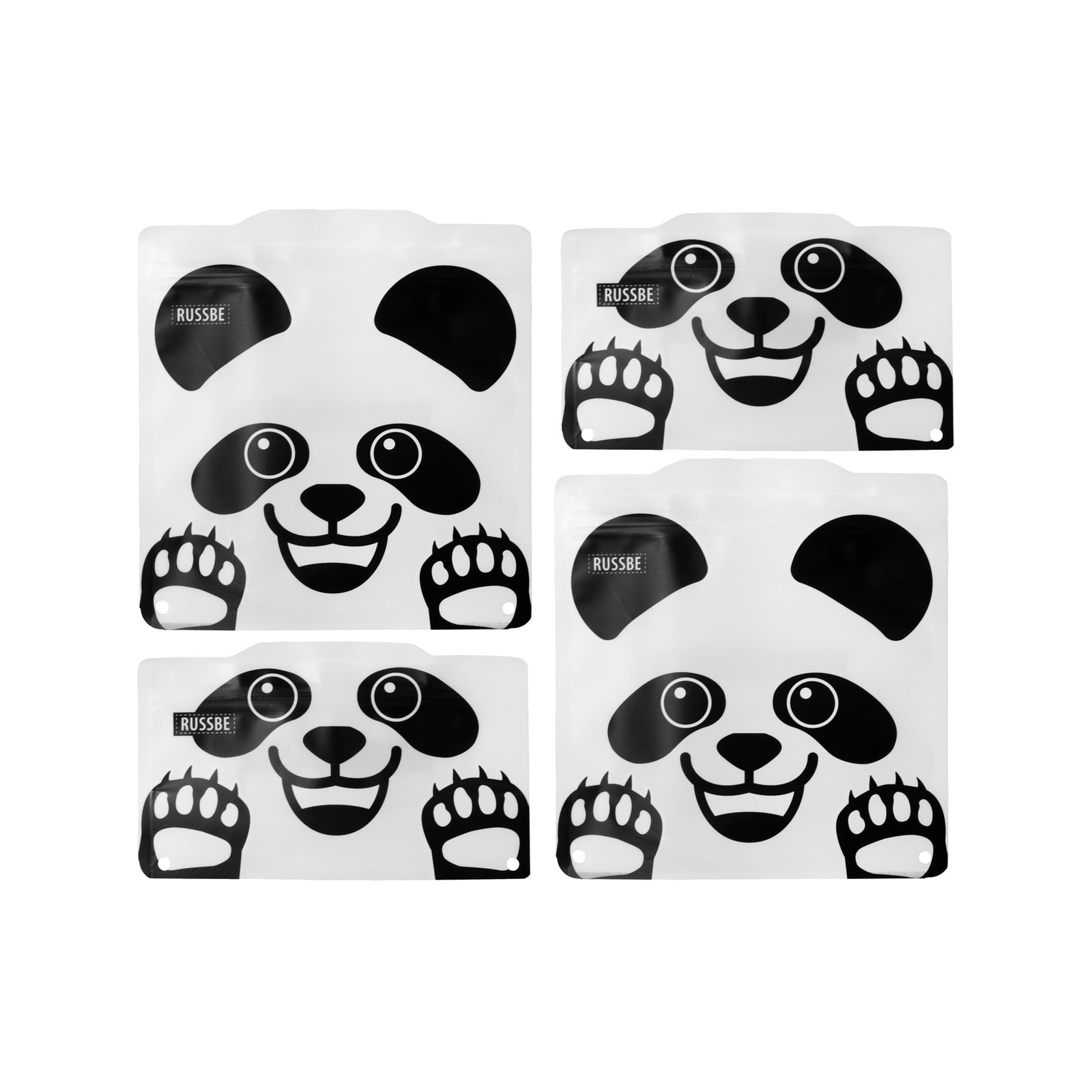 Russbe Reusable Snack & Sandwich Bag Set 4pc Panda Bunnings Australia