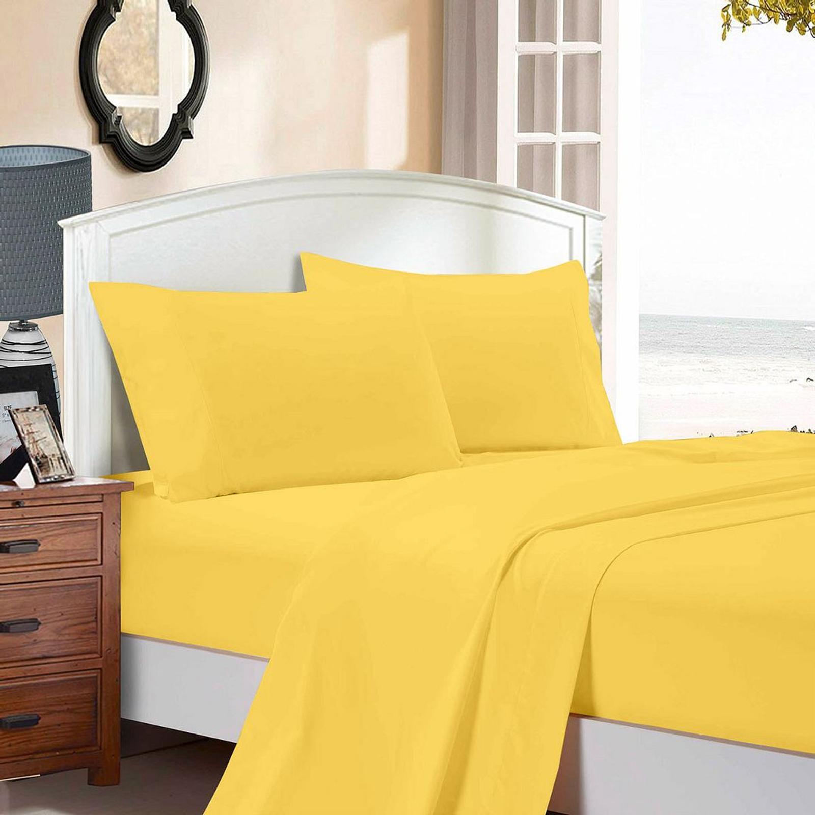 Fabric Fantastic 1000TC Ultra Soft Single Size Bed Yellow Flat & Fitted