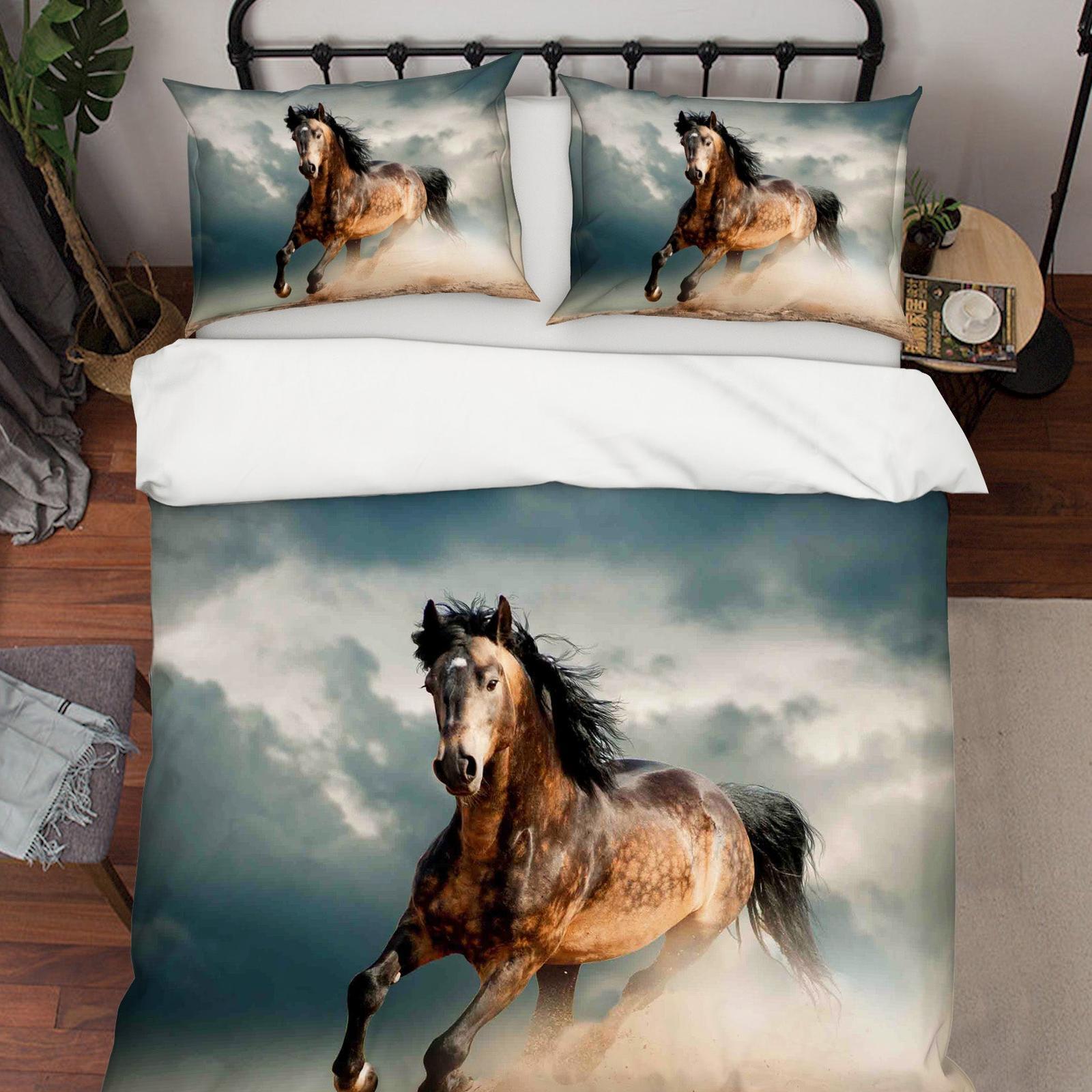 3D Horse Quilt Cover Set Bedding Set Pillowcases 05 Bunnings Australia