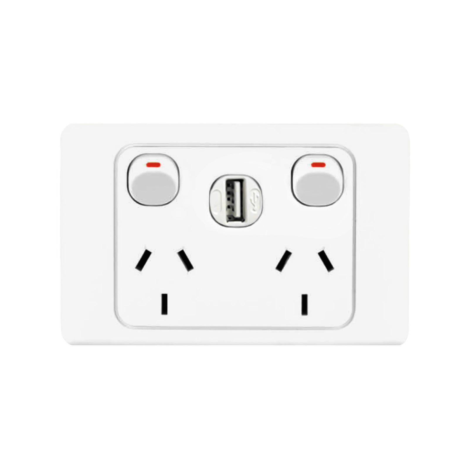 Deta Double Pole Double Power Point With 2.4A USB Charger - Bunnings ...