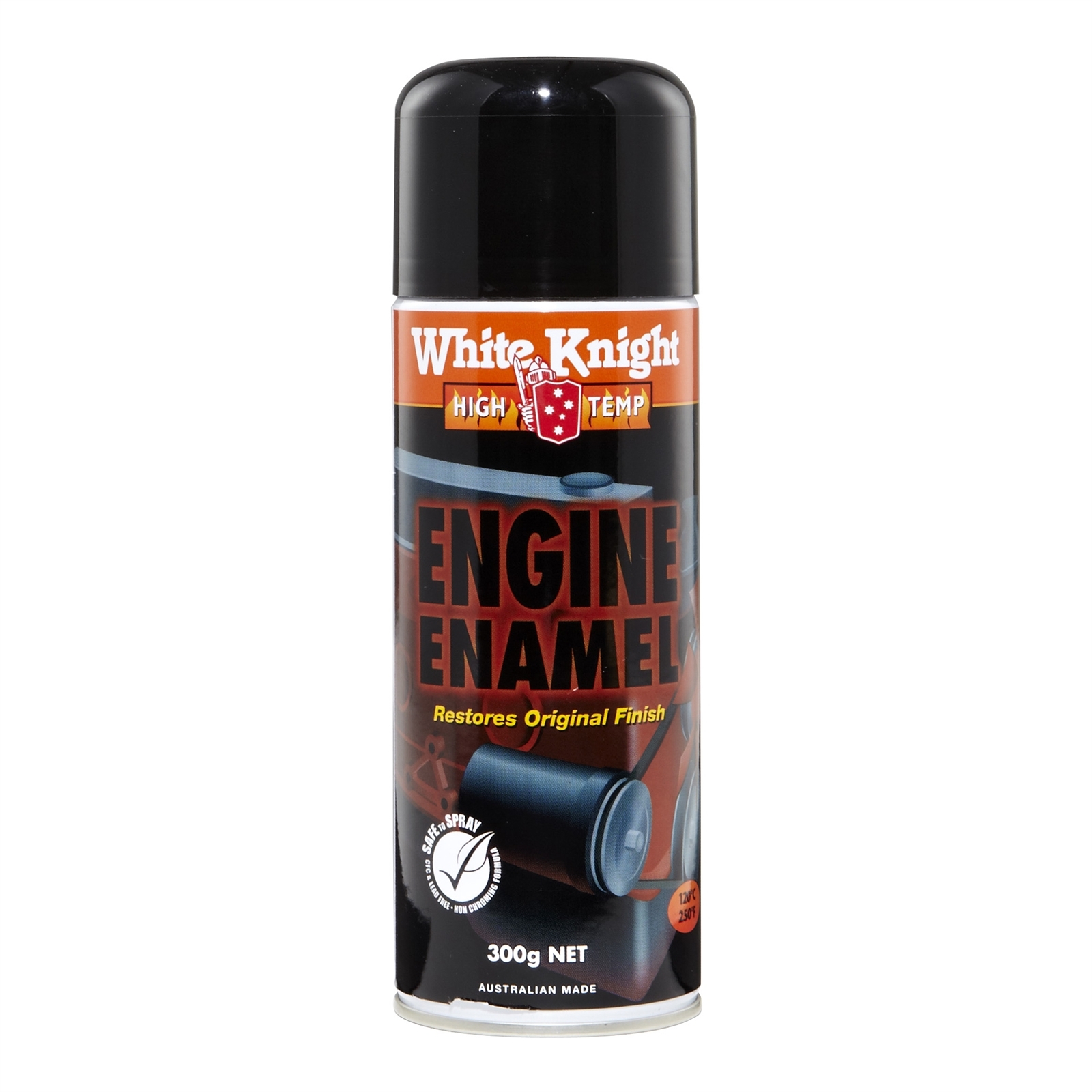 White Knight 300g Flat Black Hi Temp Engine Enamel Spray Paint ...