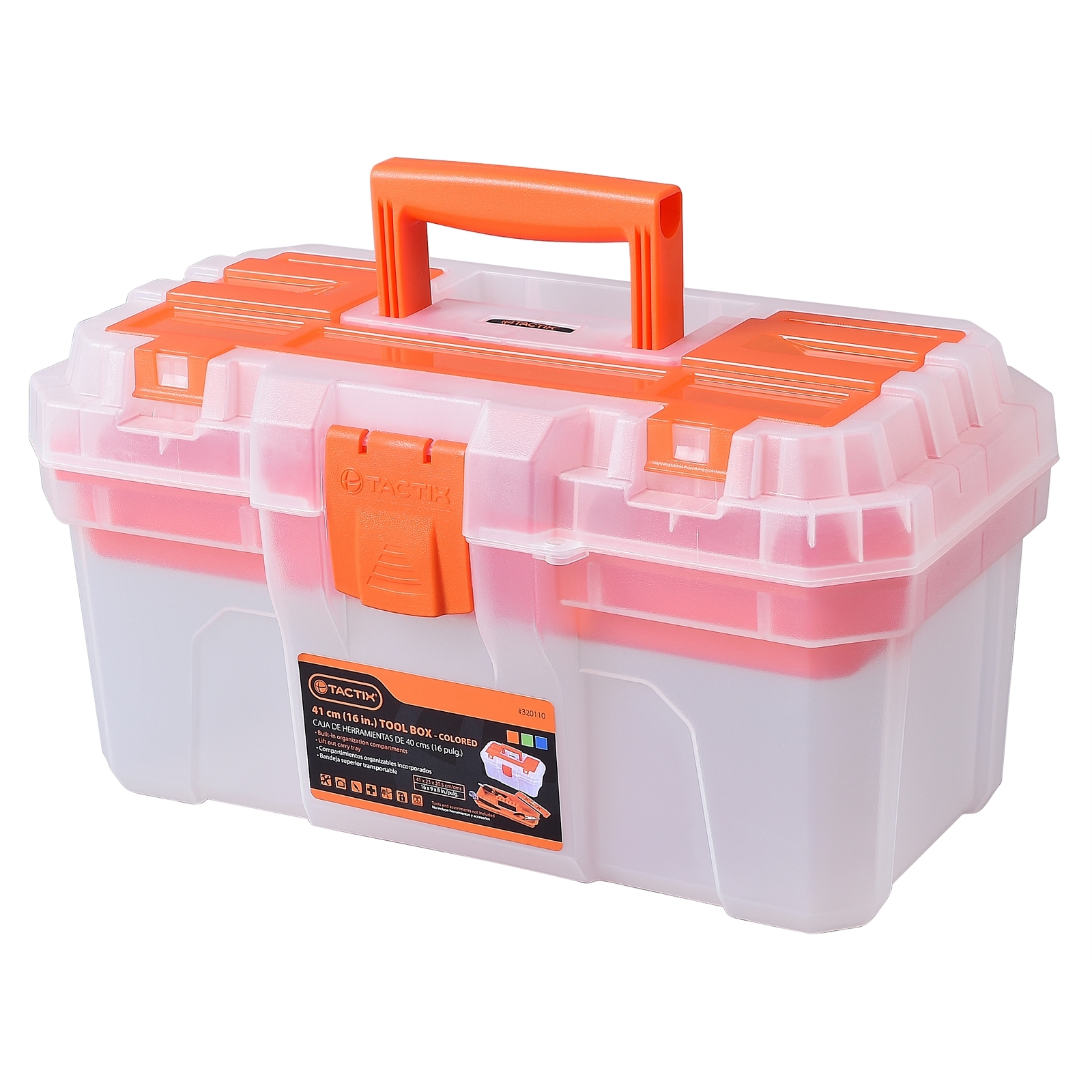 Tactix 410mm Translucent Tool Box with Liftout Carry Tray Bunnings