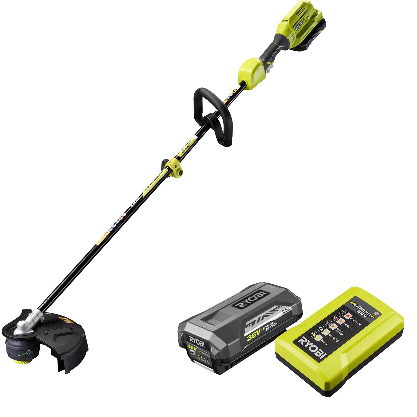 Ryobi 36V 2.0Ah 28cm/33cm Straight Shaft Cordless Line Trimmer Kit Bunnings Australia