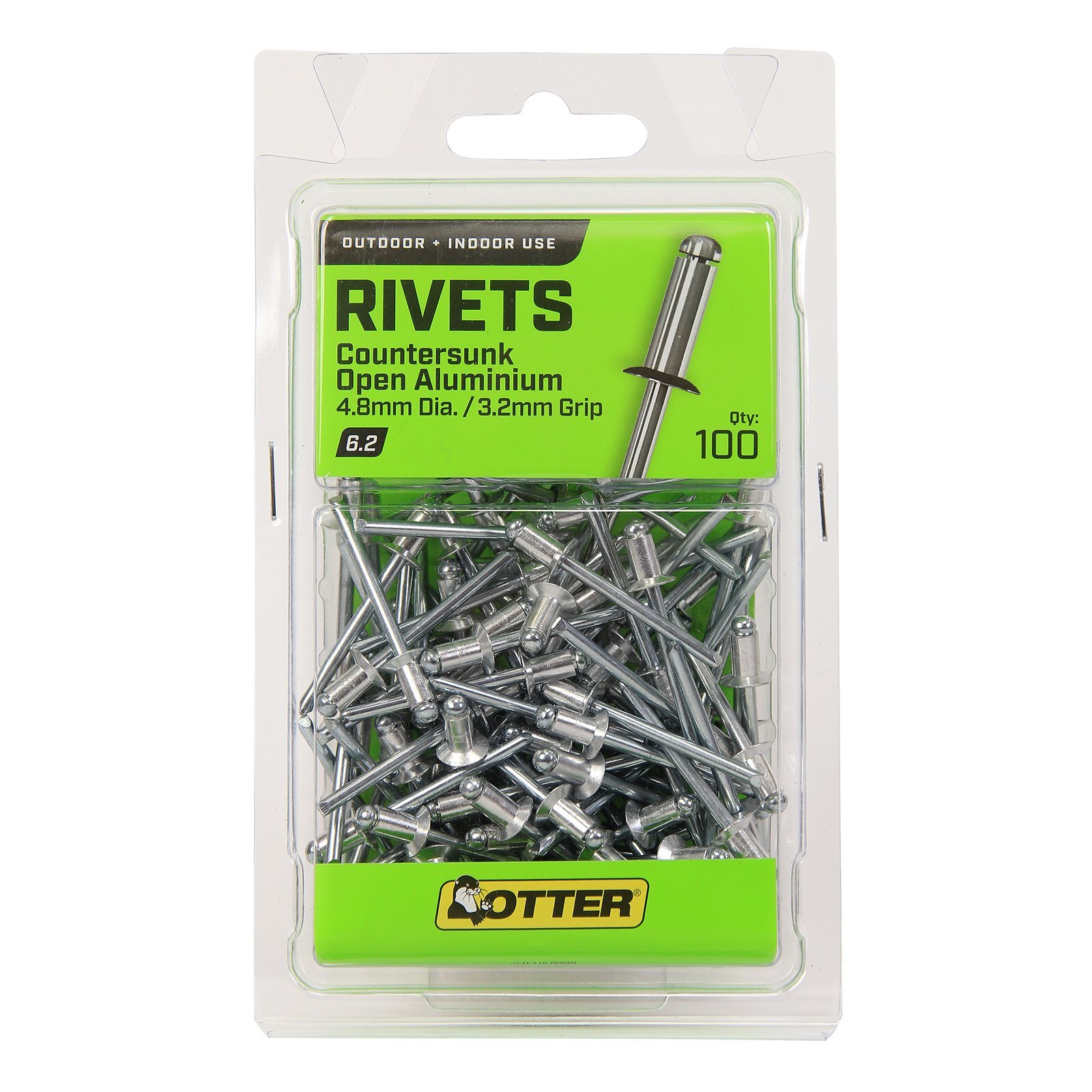 Otter 4.8 x 3.2mm Countersunk Open Aluminium Rivets 100 Pack