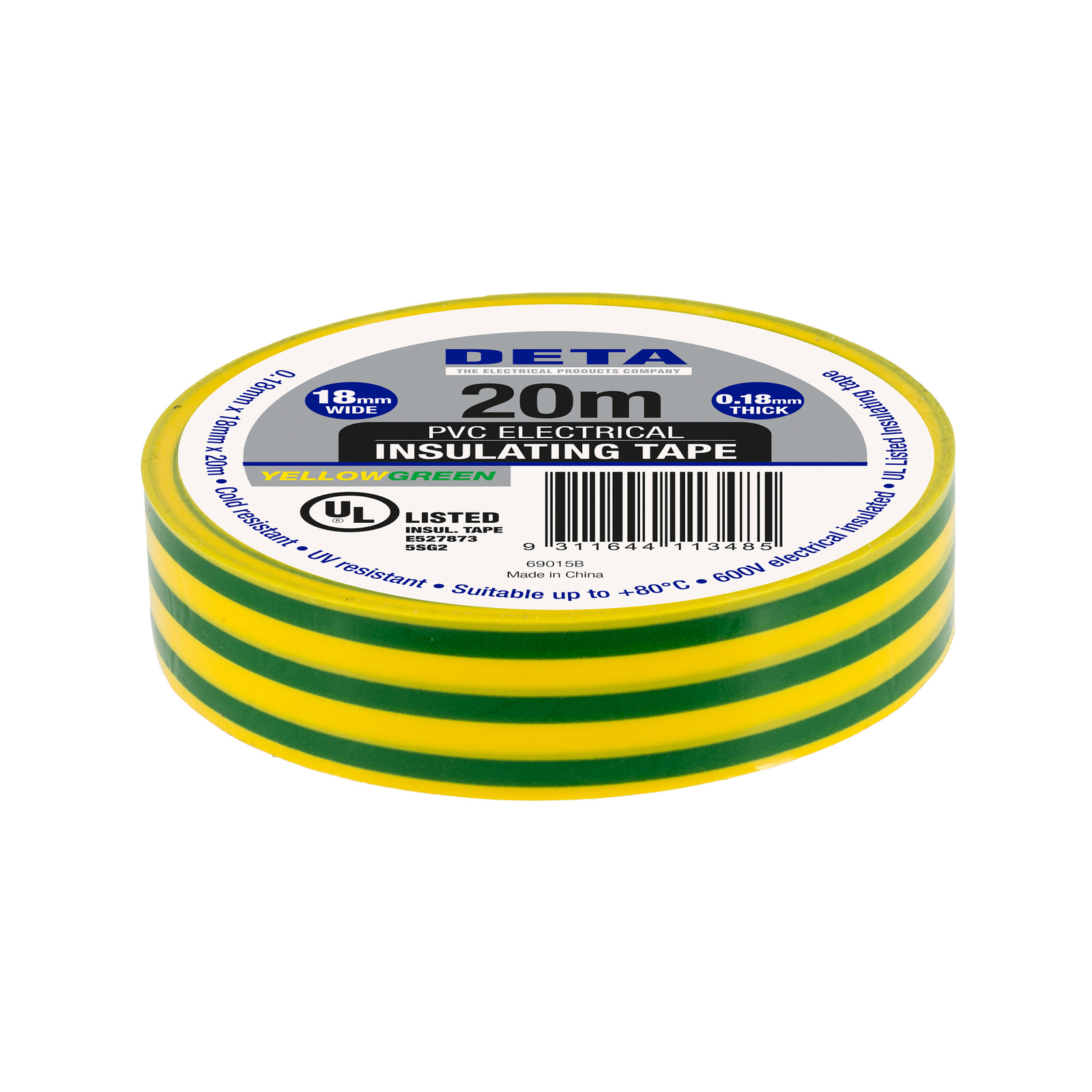 DETA 20m 18mm Yellow/Green Insulation PVC Tape Bunnings Australia