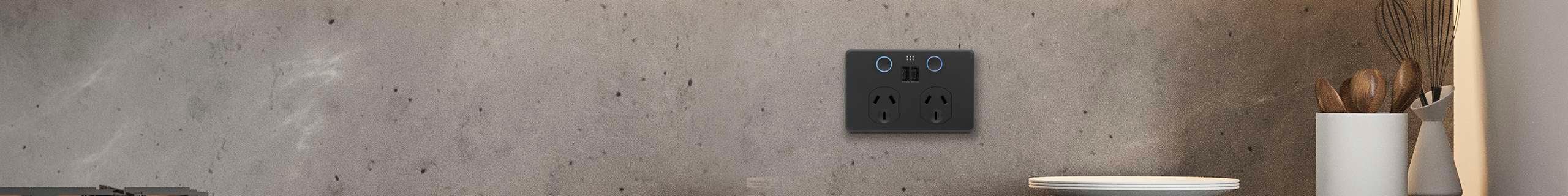 Double touch power point next to the kitchen benchtop.