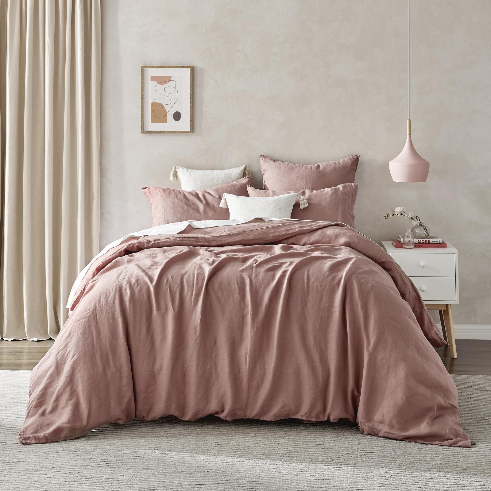 Natural Home Flax Linen Quilt Cover Set Rose Gold - Bunnings Australia