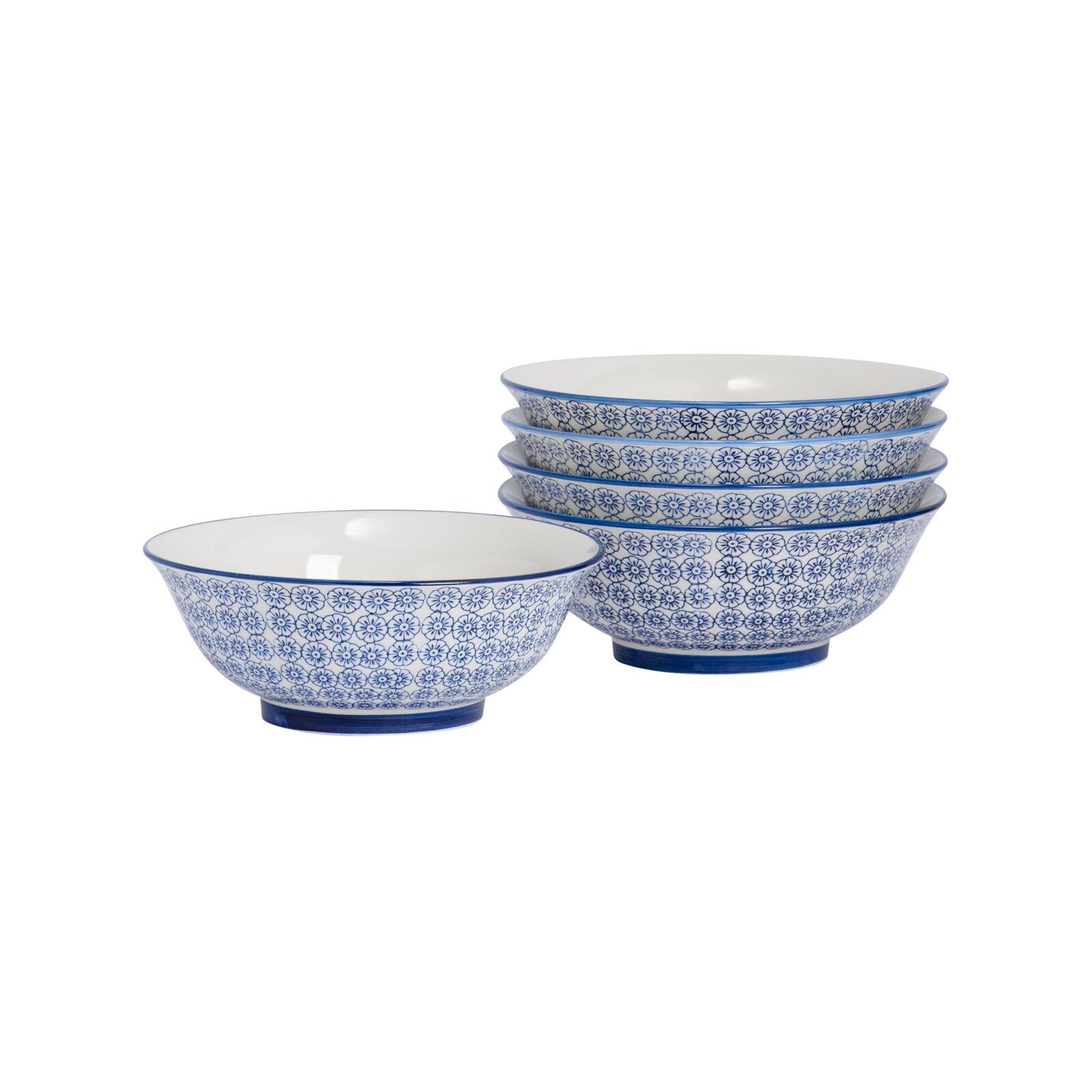 Nicola Spring Japanese Hand Printed Ramen Noodle Soup Bowl Set Large