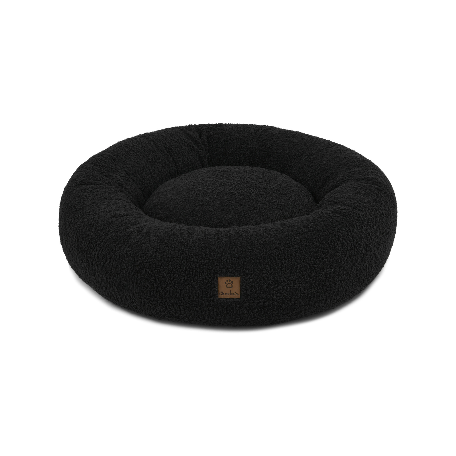 Charlie's Teddy Fleece Round Calming Dog Bed Charcoal Large Bunnings