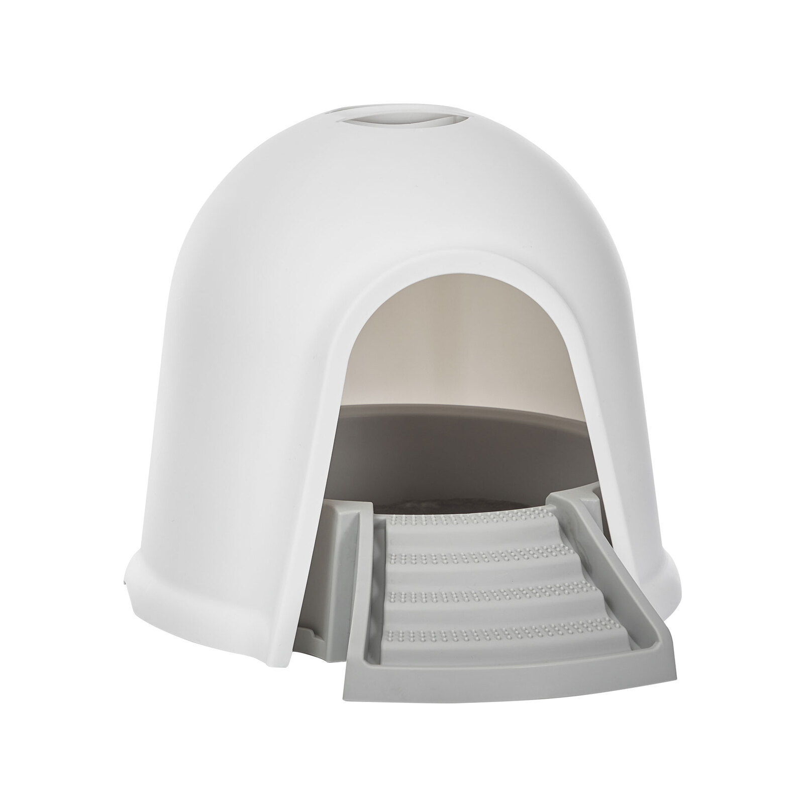 MiPets 2 in 1 Igloo Cat Litter Box White & Grey Bunnings Australia