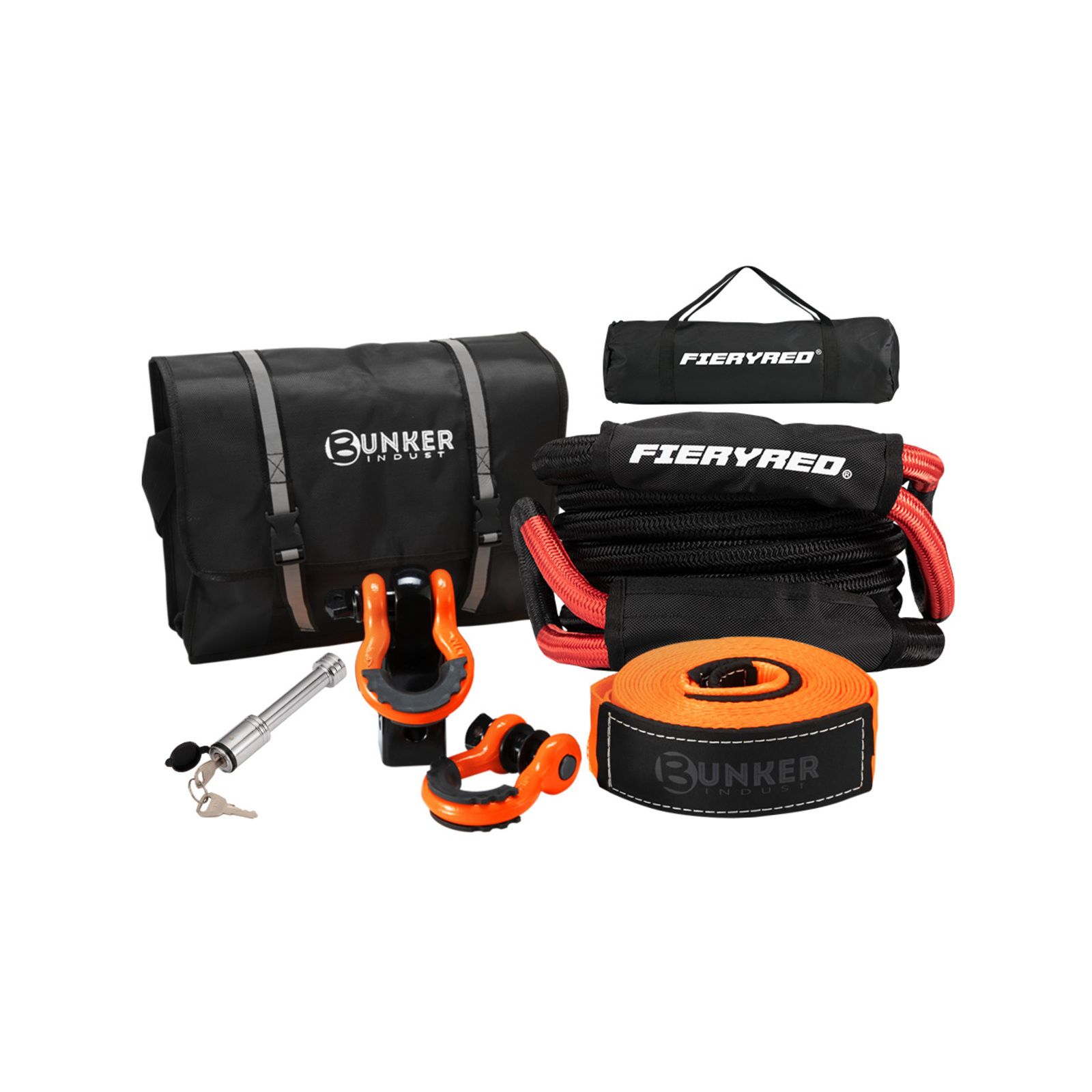 9Mx22MM Recovery Rope Tow Strap + 7PC Recovery Kit Off Road Gear 4x4