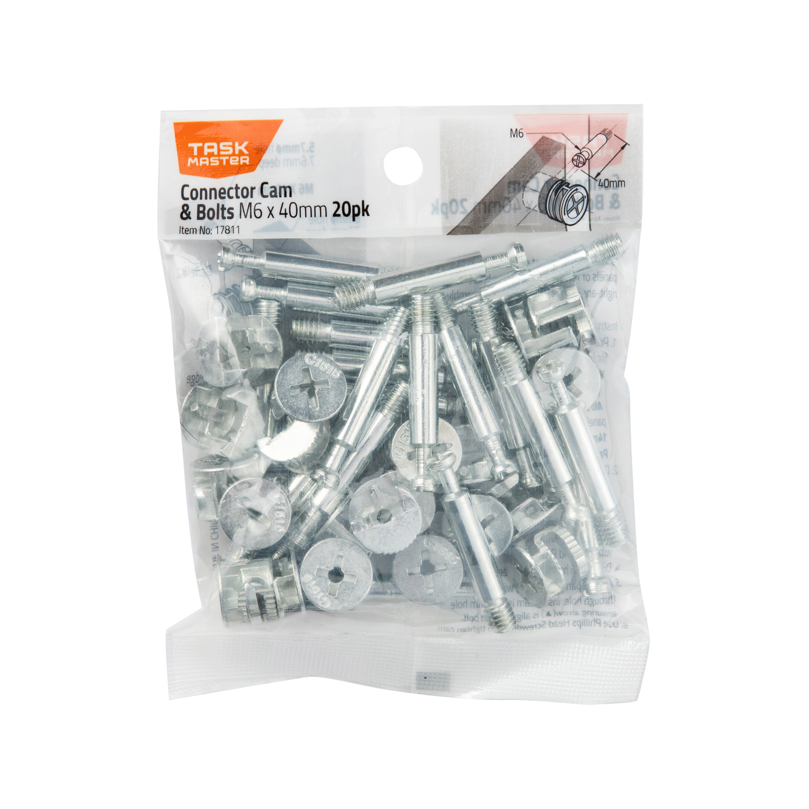 Taskmaster M6 x 40mm Connector Cam and Bolts 20 Pack Bunnings Australia