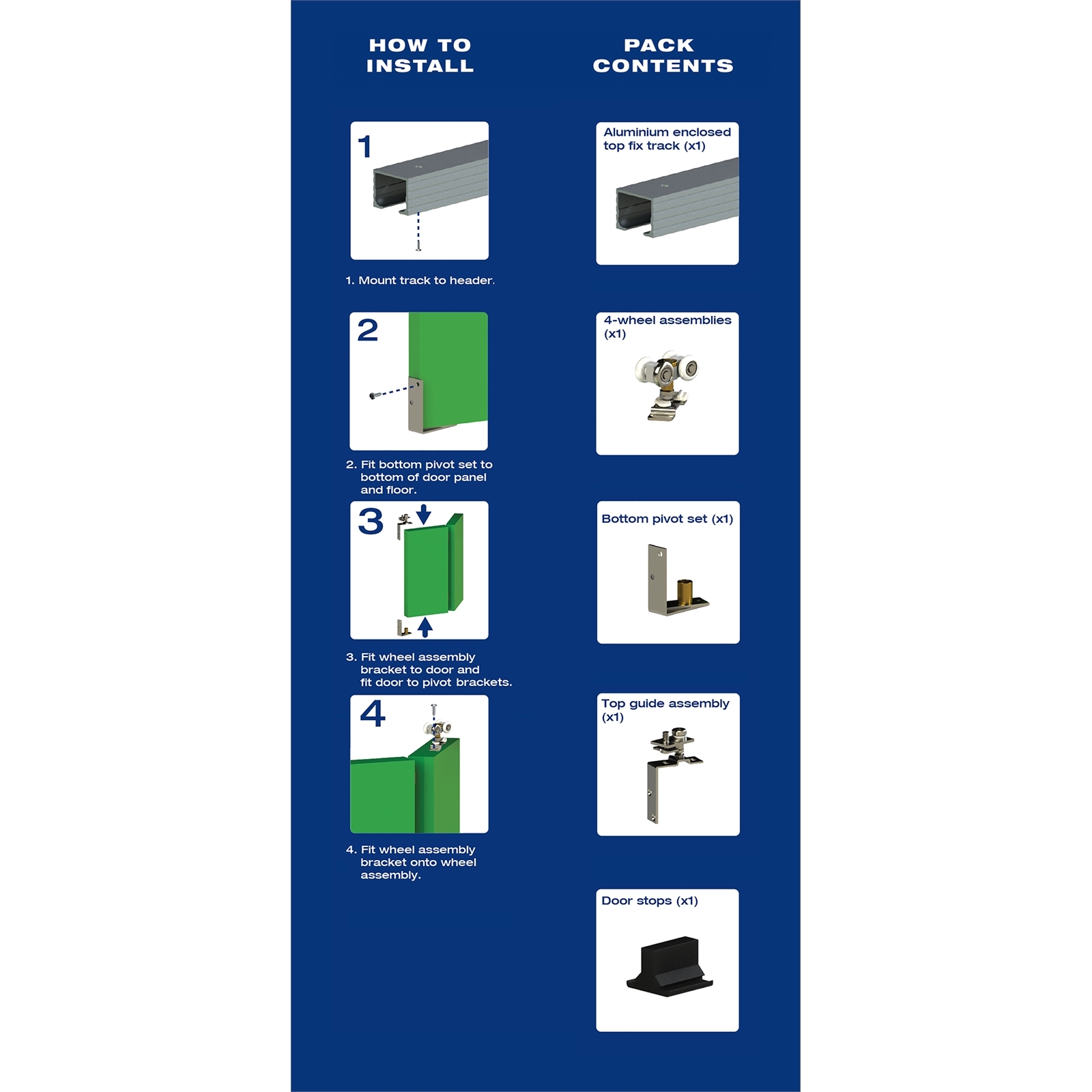 Cowdroy 1830mm Triumph 4 Leaf Folding Door Track System Bunnings