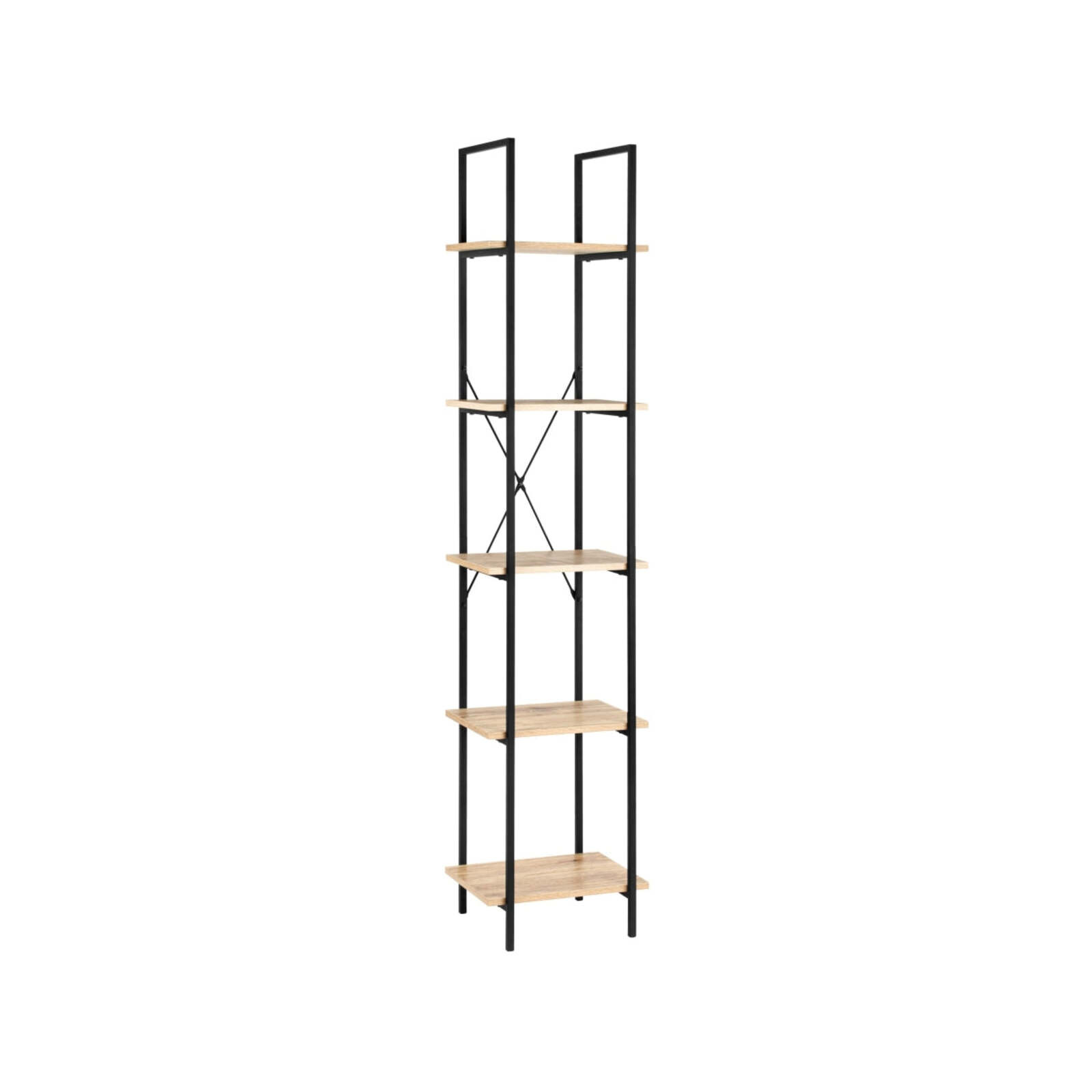 Randy 5Tier Narrow Bookcase Display Shelf Oak/Black Bunnings Australia