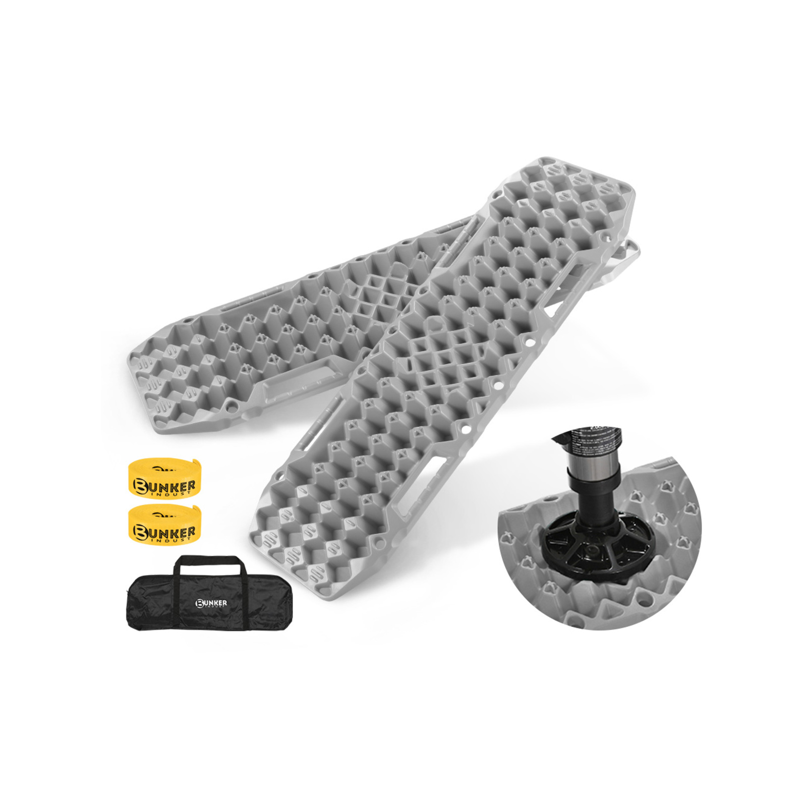 BUNKER INDUST Pair Recovery Tracks with Jack Base 10T Grey Bunnings