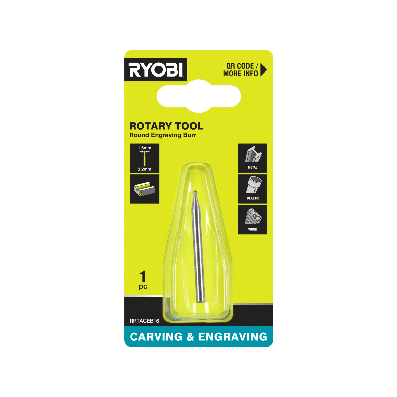 Ryobi 1.6mm Round Shaped Engraving Burr Bunnings Australia