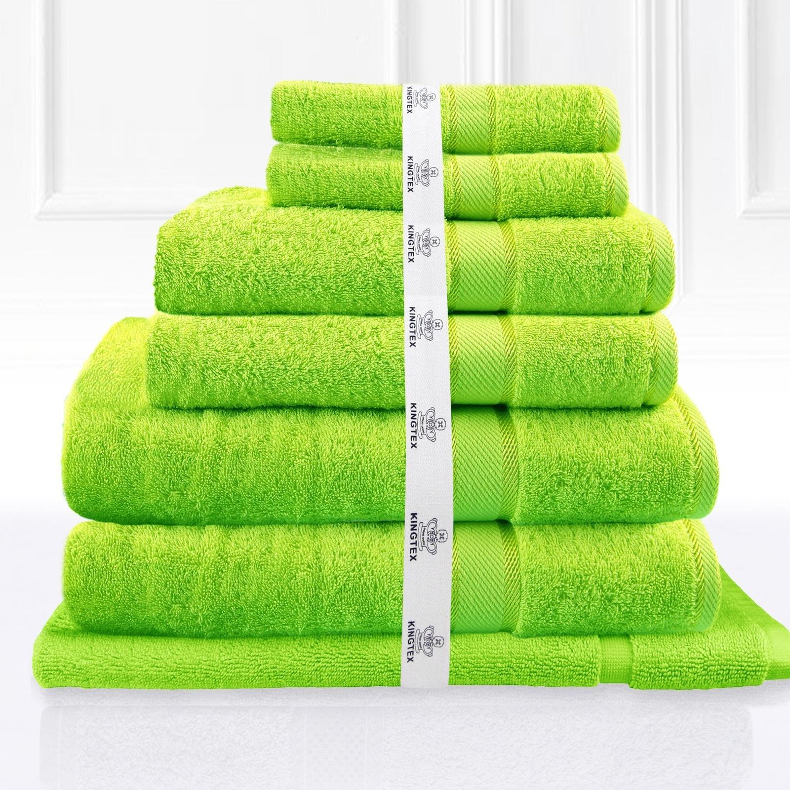 Kingtex 100 Premium Cotton Bath Sheet Towel Set 7pc LIME Bunnings
