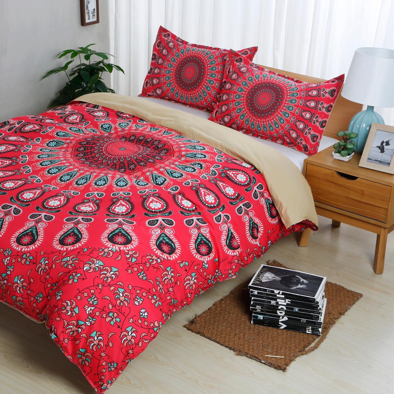 3D Bohemian Red Quilt Cover Set Bedding Set Pillowcases 119 Bunnings