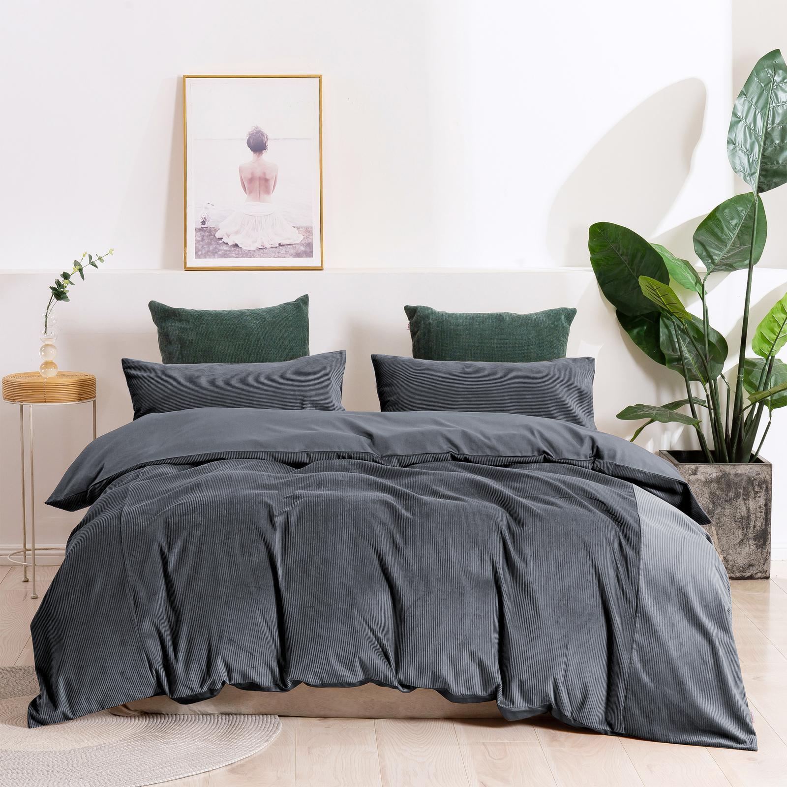 Dreamaker Corduroy Quilt Cover Set Super King Bed Charcoal - Bunnings ...