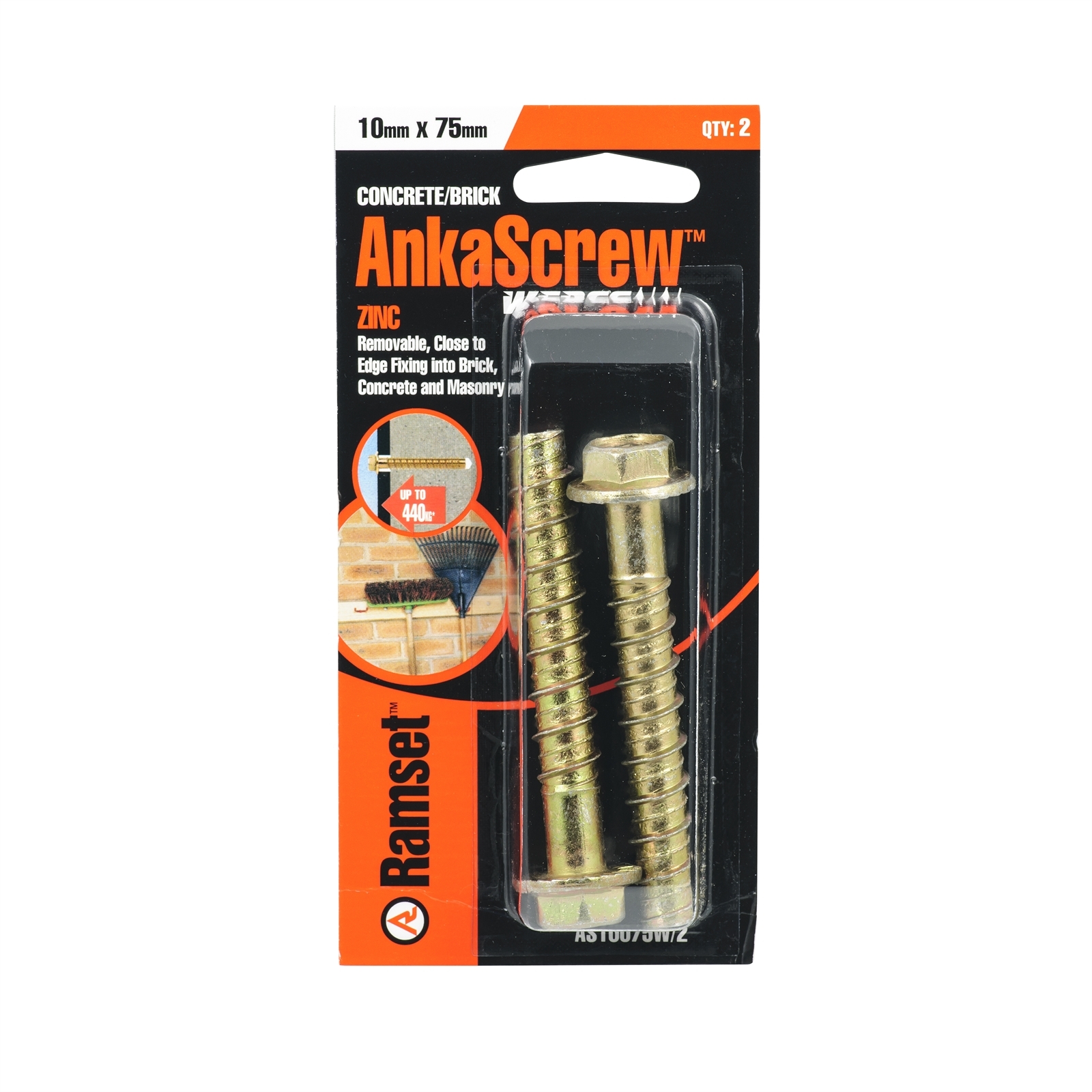 Ramset 10 x 75mm Zinc AnkaScrew Masonry Anchor 2 Pack Bunnings Australia