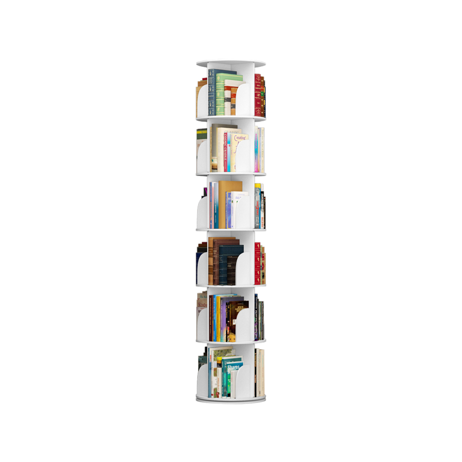 MIUZ 6-Tier Rotating Book Storage Shelf Bookcase Rotating Display Stand ...