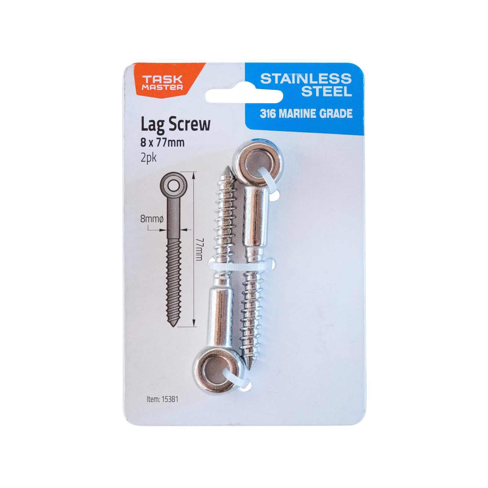 Taskmaster 8mm 316 Stainless Steel Lag Screw 2 Pack Bunnings Australia