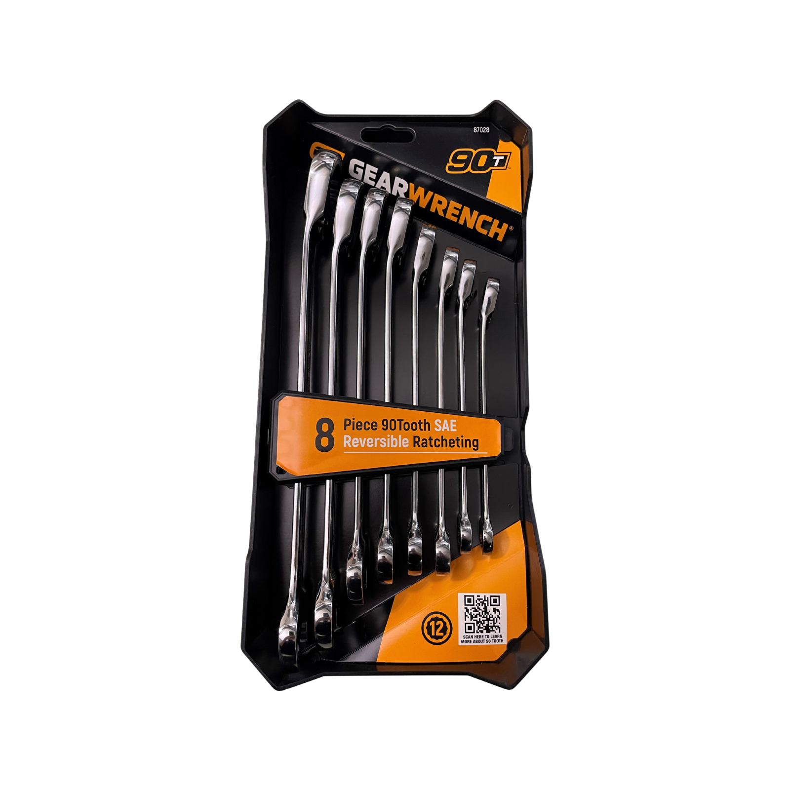 GEARWRENCH 8 Piece 12 Point SAE 90T Reversible Ratcheting Wrench Set