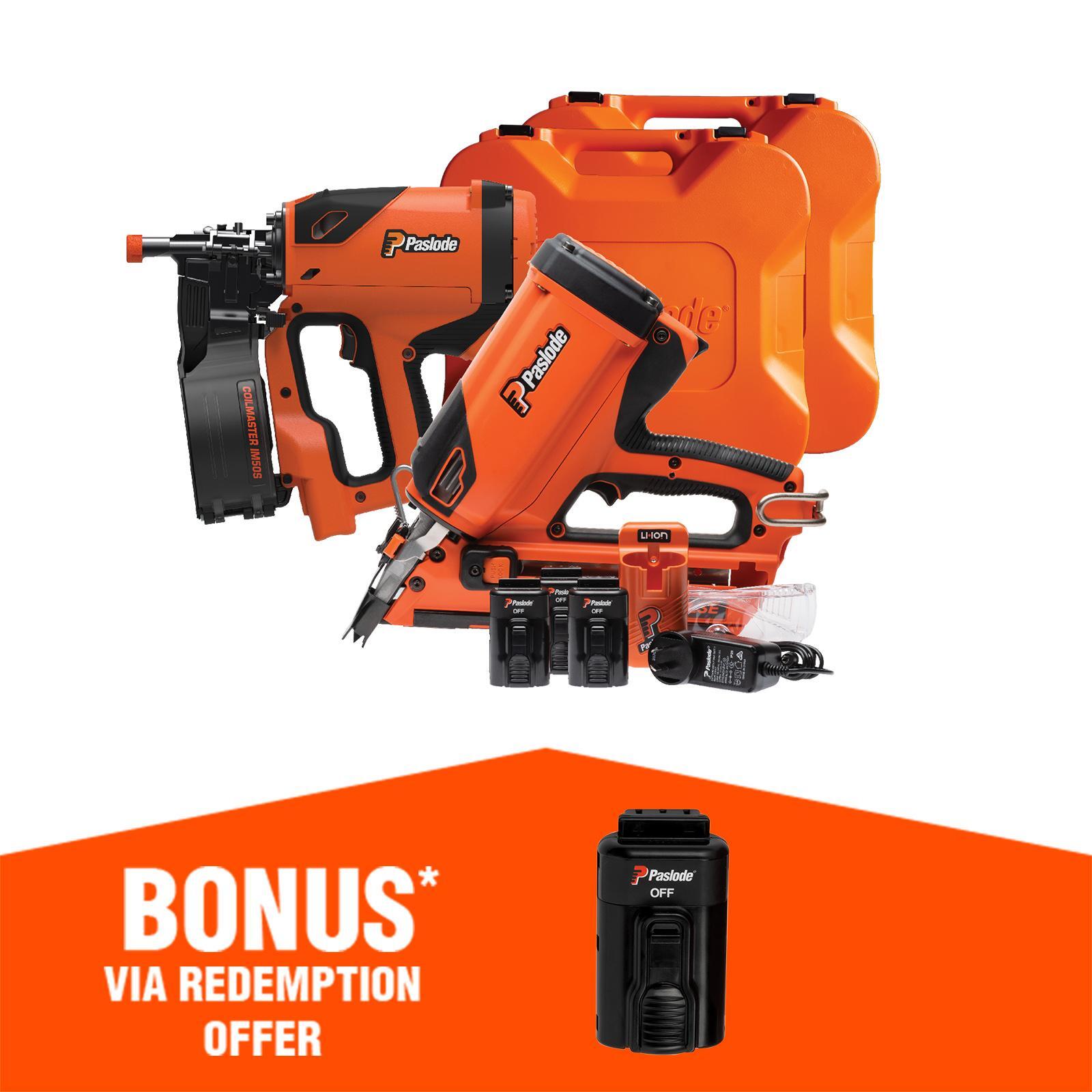 Paslode FrameMaster And CoilMaster Gun Nail With 3 Liion Batteries And