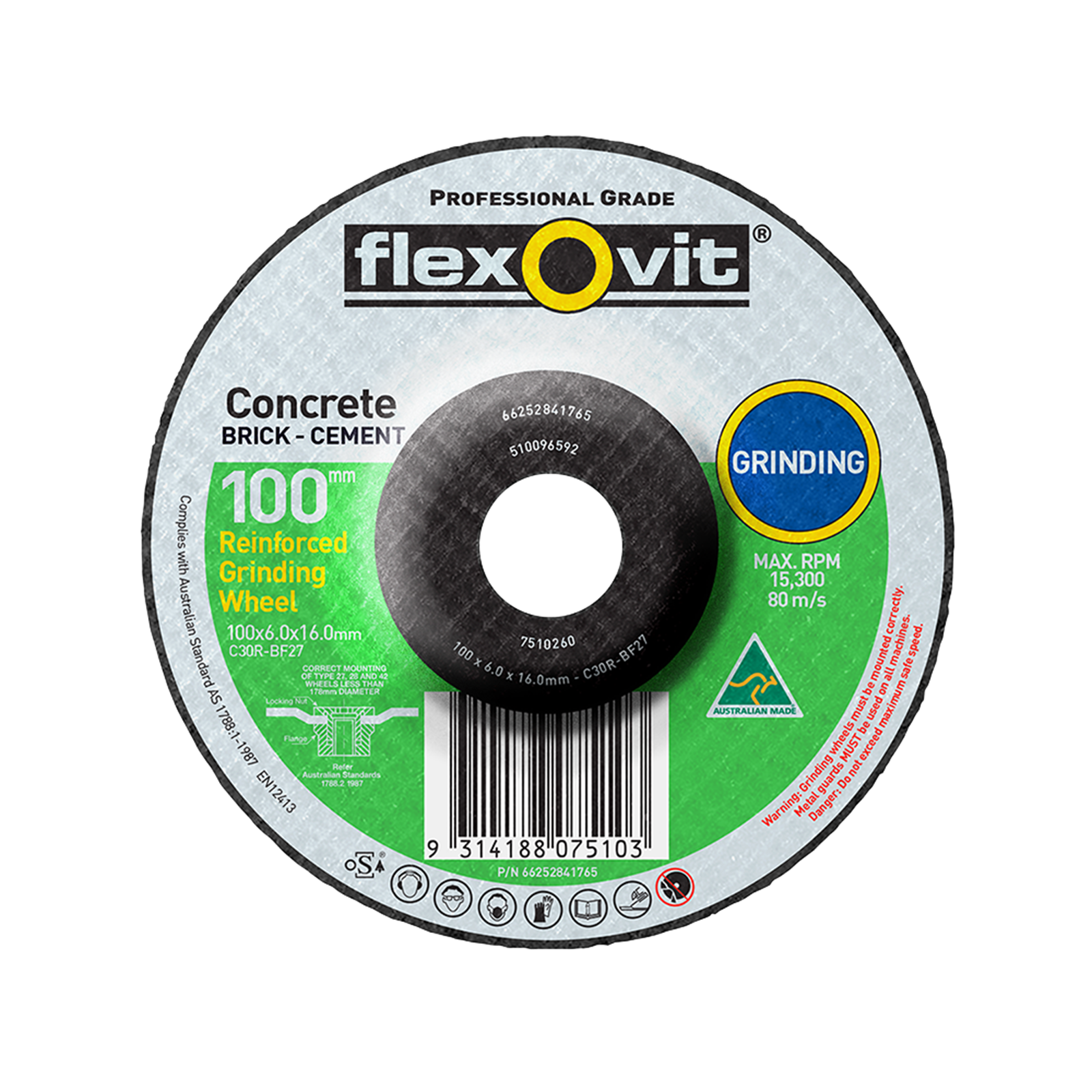 Flexovit 102 x 6 x 16mm DC C30R 7510260 Masonry Grinding Disc
