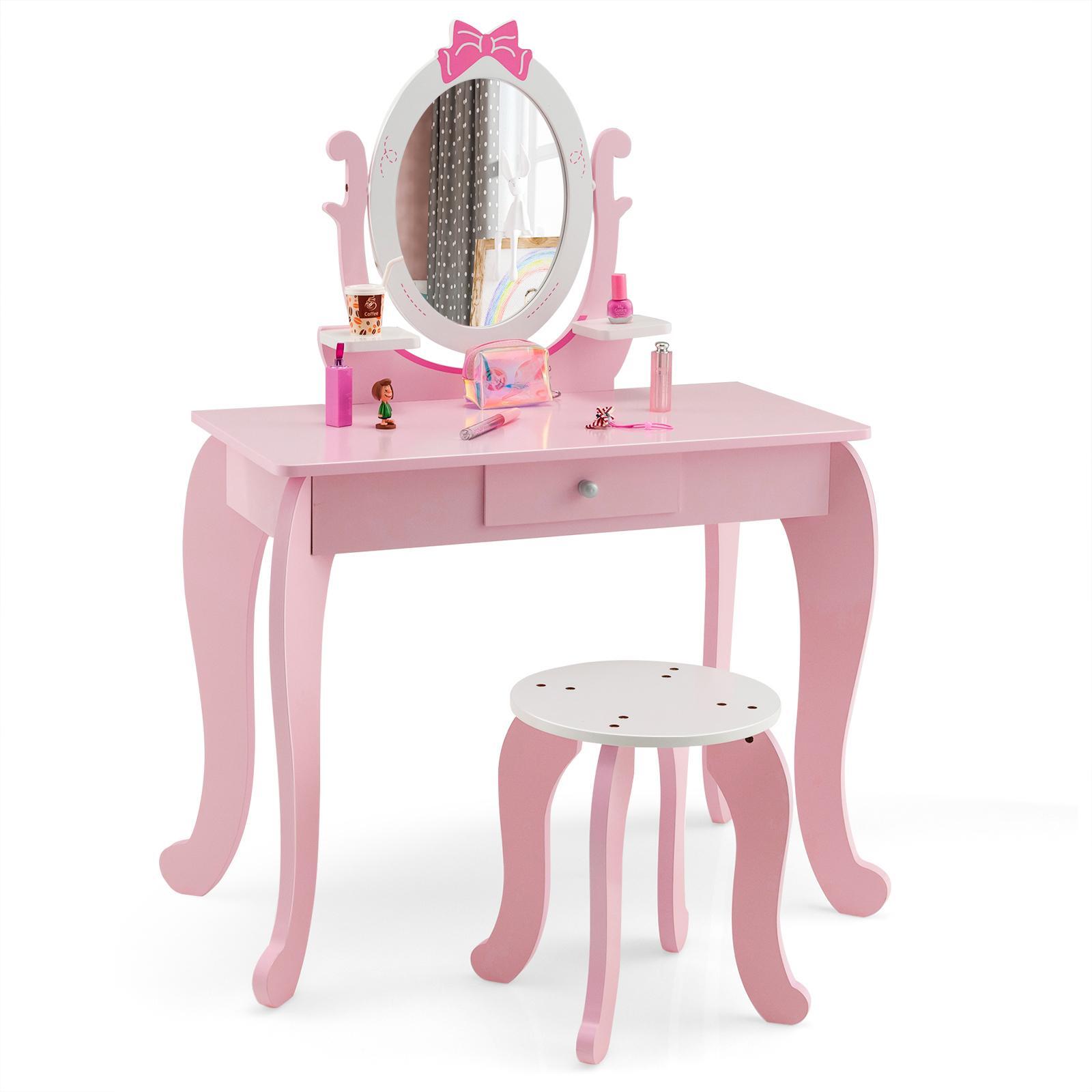 Costway 2-in-1 Kids Dressing Table Stool Set - Bunnings Australia