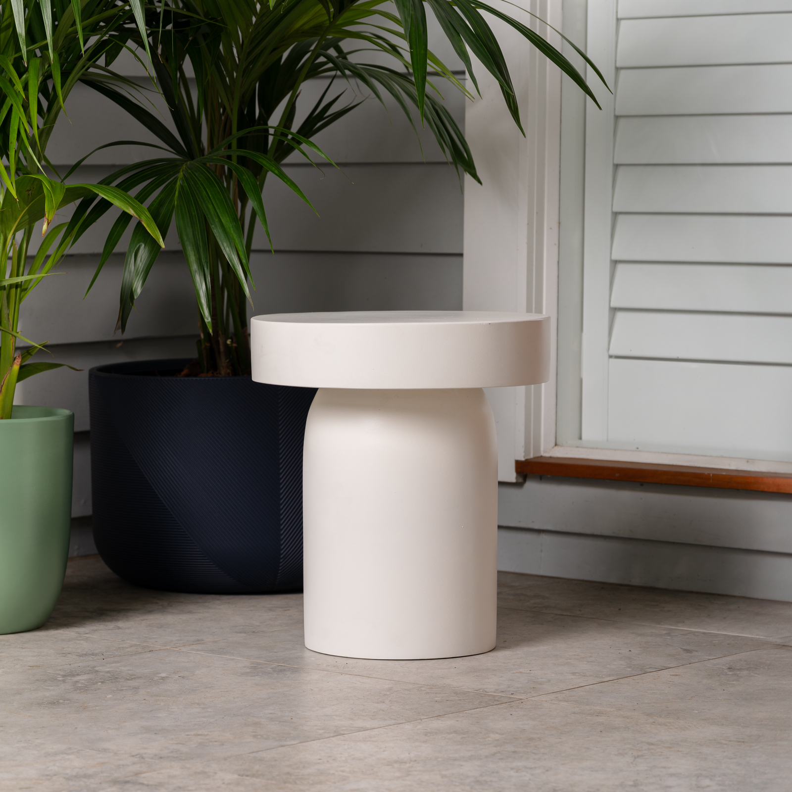 Marquee 400 x 400 x 450mm Cement Outdoor Stool Snow White Bunnings Australia