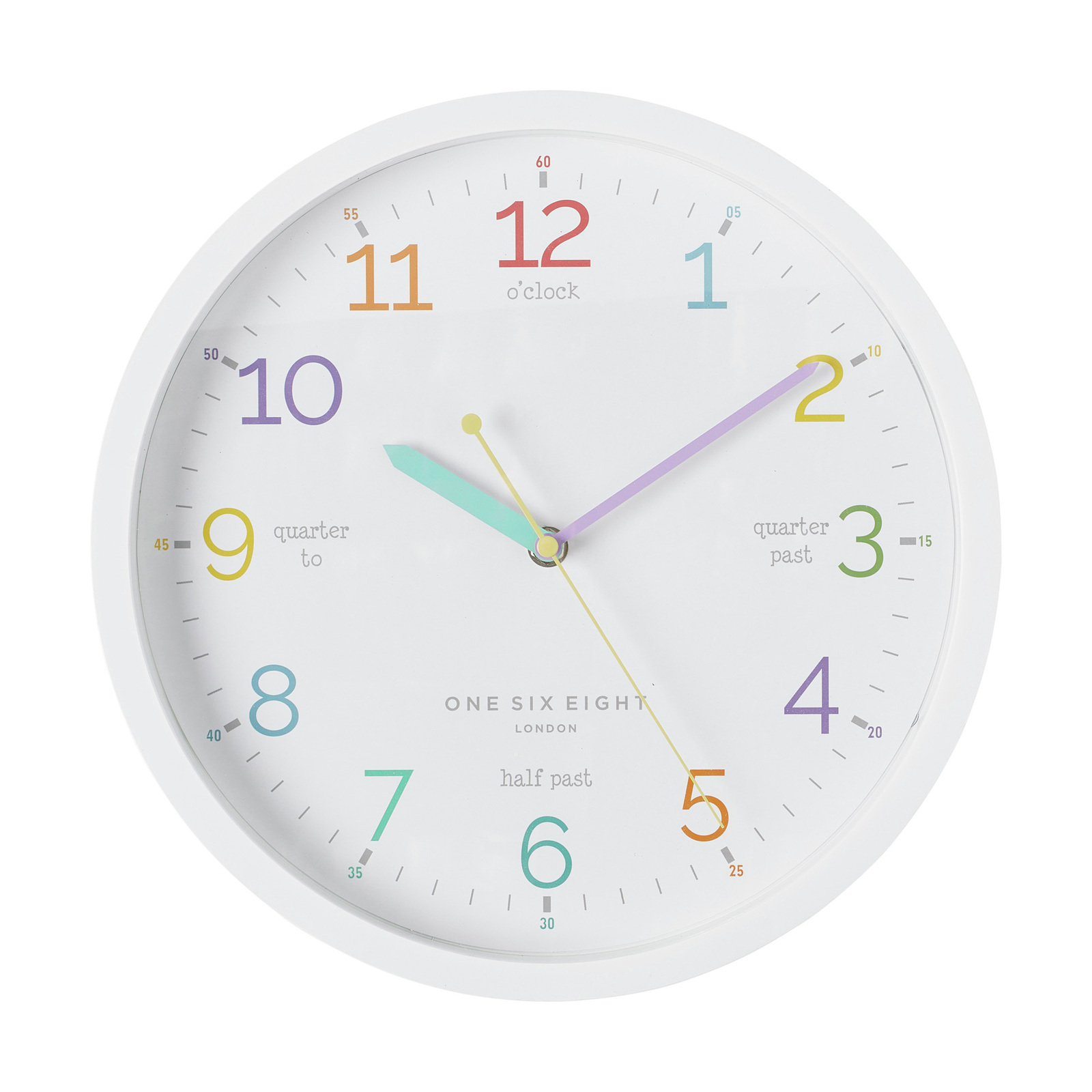 One Six Eight London Learn The Time White 30cm Silent Wall Clock