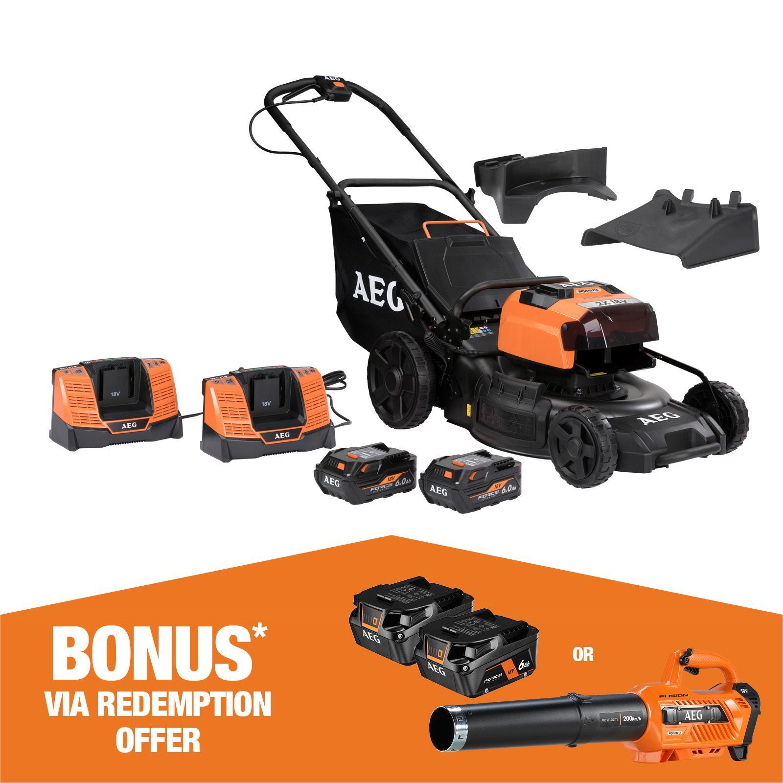 AEG 2 x18V 36V 6.0Ah 18" Fusion Lawn Mower Kit Bunnings Australia