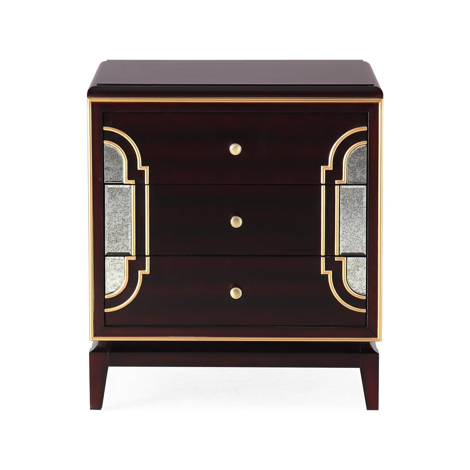 Scarlet Antique Bedside Table Solid Wood 3 Drawers Storage