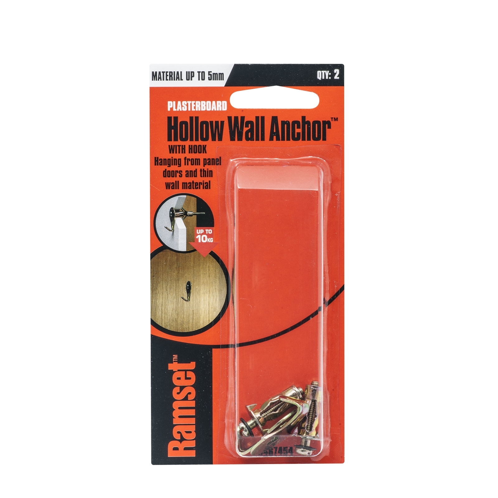Ramset M4 x 05mm Hollow Wall Anchor With Hook 2 Pack Bunnings