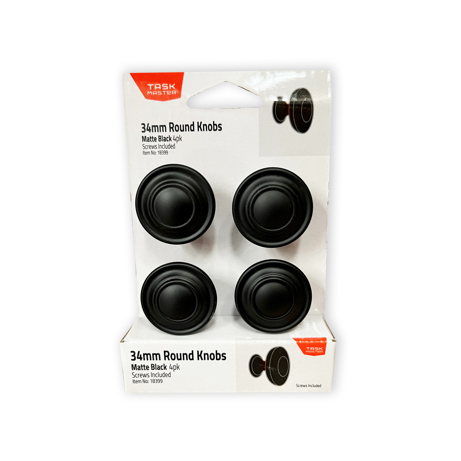 Taskmaster 34mm Matte Black Round Knobs 4 Pack Bunnings