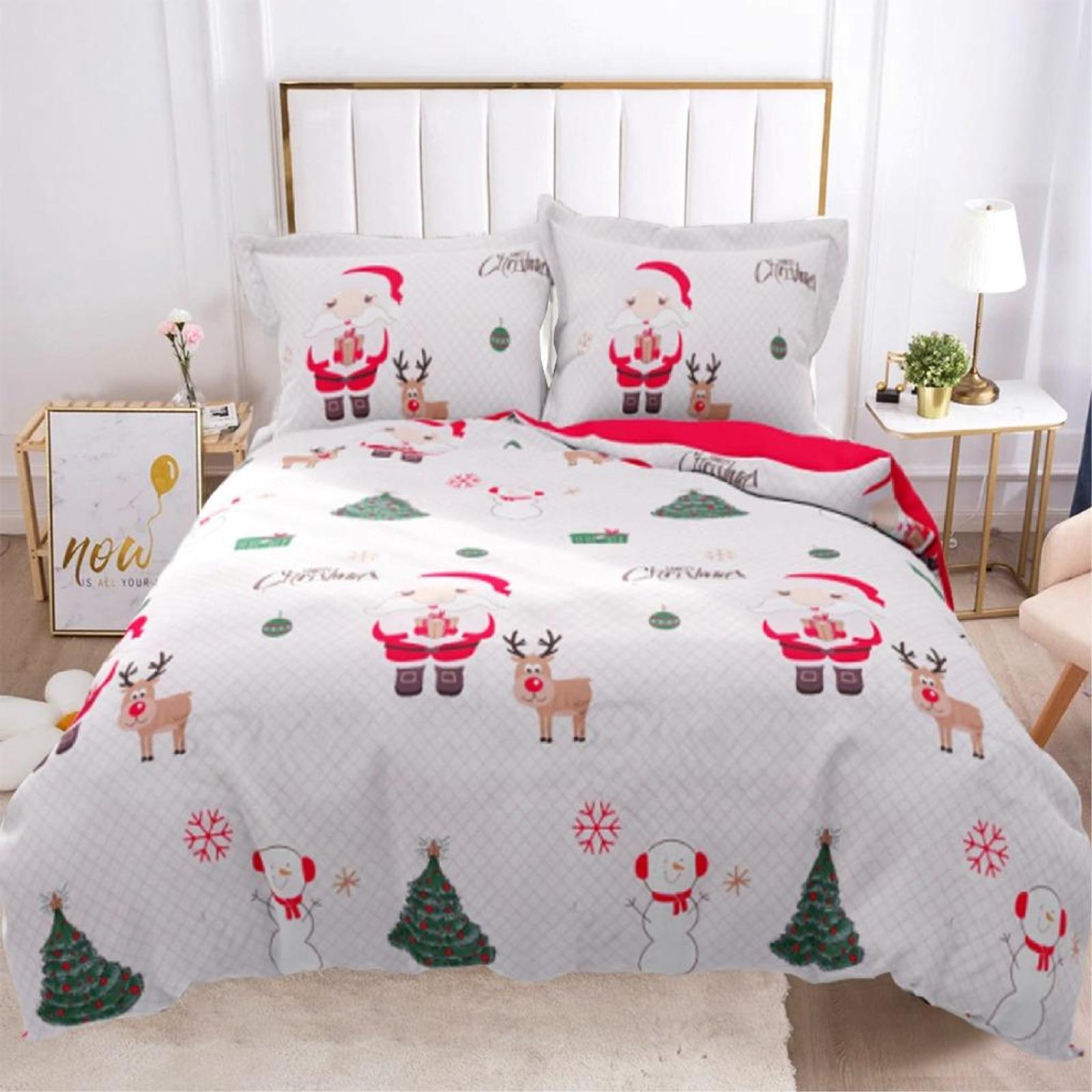 Dreamfields King SANTA SNOW CHRISTMAS Design Quilt Cover Set Bunnings