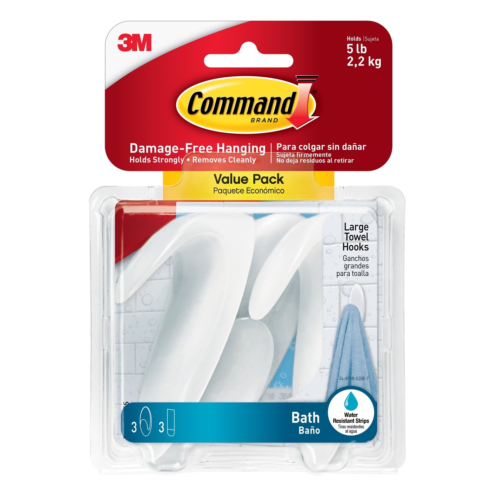 Command Bath Larger Towel Hook - 3 Pack - Bunnings Australia