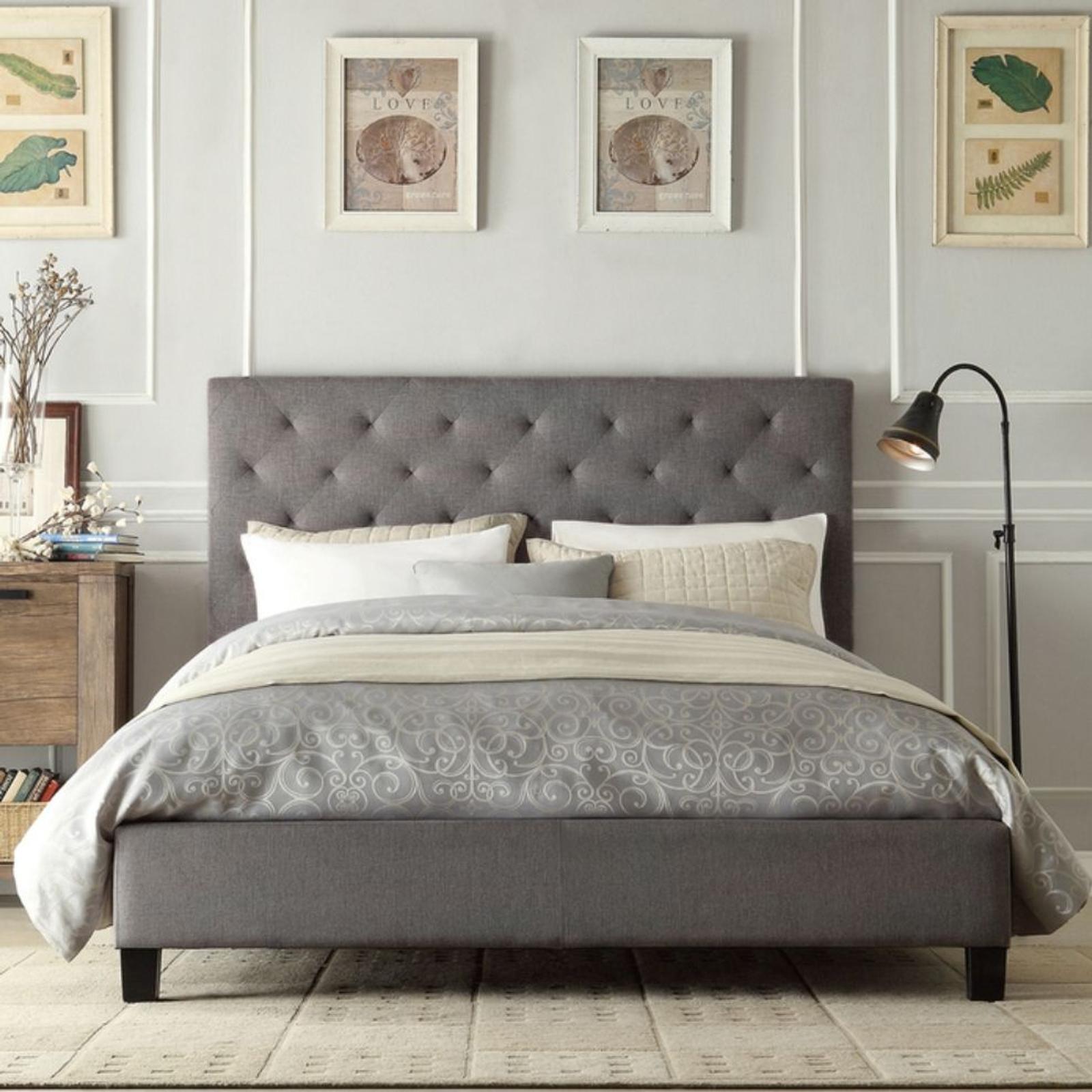 Istyle Chester King Bed Frame Fabric Grey - Bunnings Australia