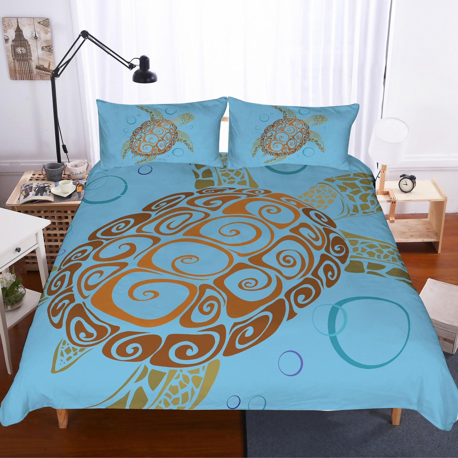 3D Abstract Turtle Quilt Cover Set Bedding Set Pillowcases - Bunnings ...