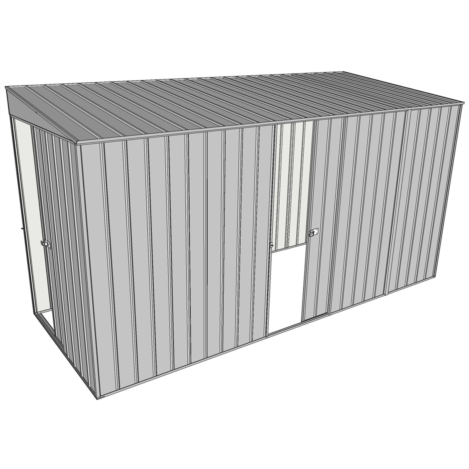 BuildaShed 1.5 x 3.7 x 2m Sliding Door Tunnel Shed with Sliding Side