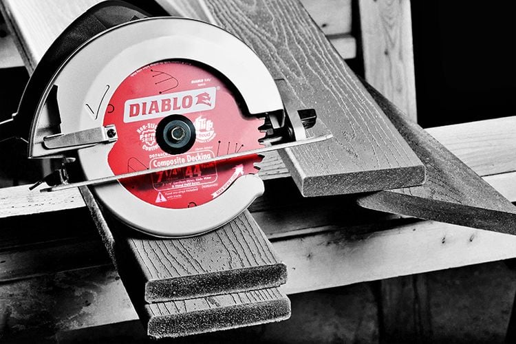 Circular saw resting on some timber
