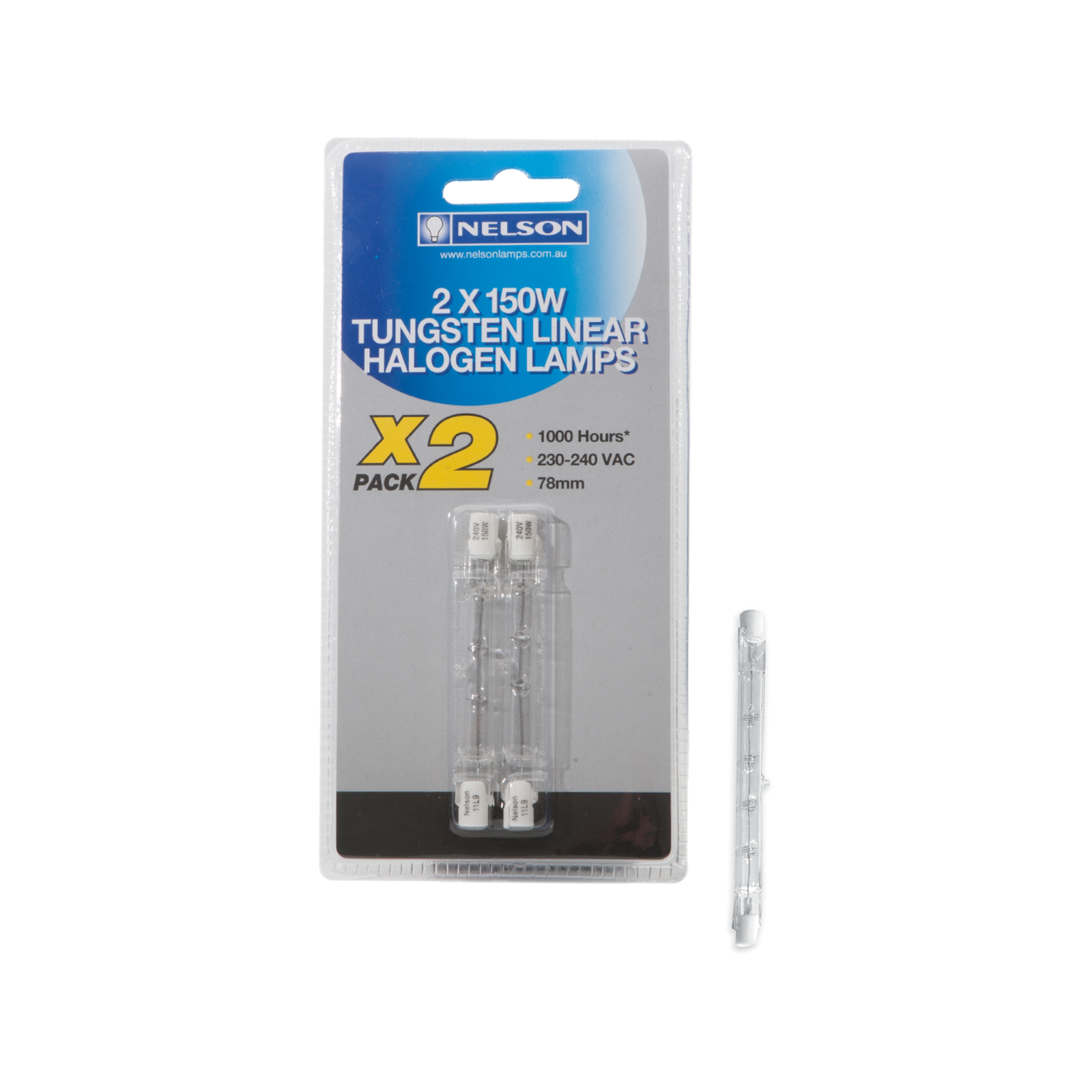 Nelson 78mm 150W R75 Tungsten Halogen Linear Globe 2 Pack Bunnings